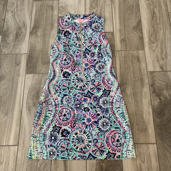Lilly Pulitzer Opal Engineered Shift Multicolored Dress Size Medium Scuba Knit - Picture 1 of 11